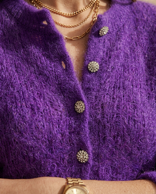 Brume Kid Mohair Cardigan 'Purple'