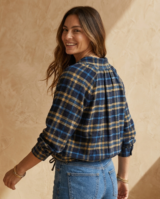 Meadow Checkered Flannel Shirt 'Navy & Camel'