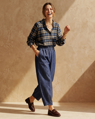 Sorrel Cotton Ballon Leg Denim Trousers 'Dark Denim'