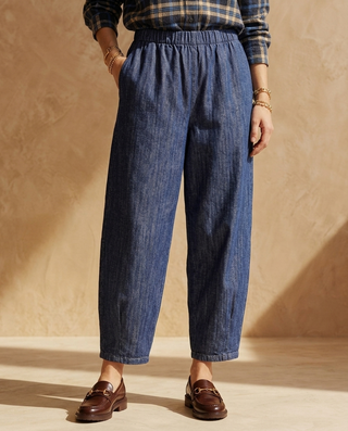 Sorrel Cotton Ballon Leg Denim Trousers 'Dark Denim'
