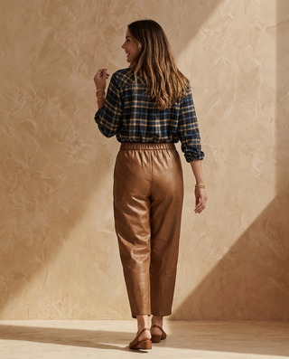 Poem Faux Leather Trousers 'Camel'