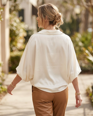 Beatrice Lux Satin Matte Shirt 'Pearl Cream'