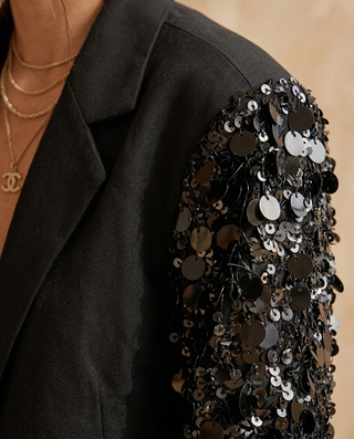 Jazzy Sequins Sleeves Blazer 'Black'