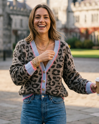 Sienna Wool Knit Cardigan 'Leopard Print'