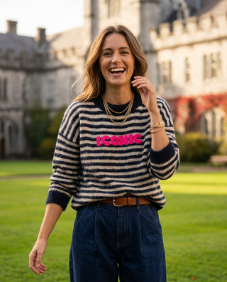 Iconic Striped Wool Jumper 'Navy/Cream/Pink' SUNDAY 25/10