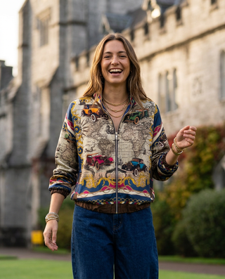 Muirenn Satin Style Bomber Jacket 'Navy/Multicolour'