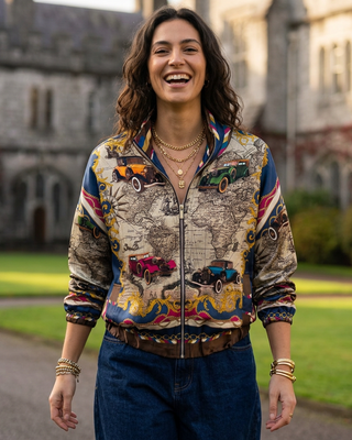 Muirenn Satin Style Bomber Jacket 'Navy/Multicolour'