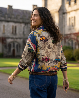 Muirenn Satin Style Bomber Jacket 'Navy/Multicolour'