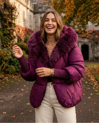 Reina Luxury Puffa Jacket 'Dark Fuchsia'