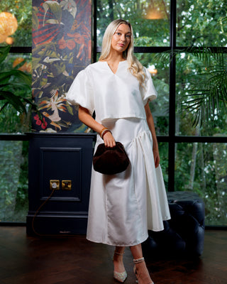 Vivienne Silk Taffeta Skirt 'Cream'