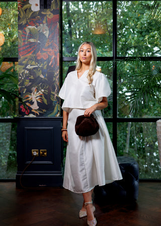 Vivienne Silk Taffeta Skirt 'Cream'