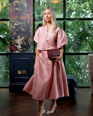 Vivienne Silk Taffeta Skirt 'Dusty Pink'
