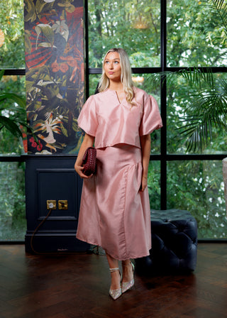 Vivienne Silk Taffeta Skirt 'Dusty Pink'