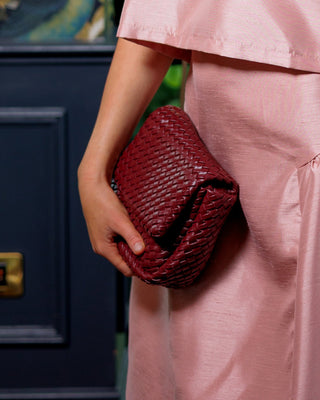 Jess Lattice Leather Handbag 'Burgundy'