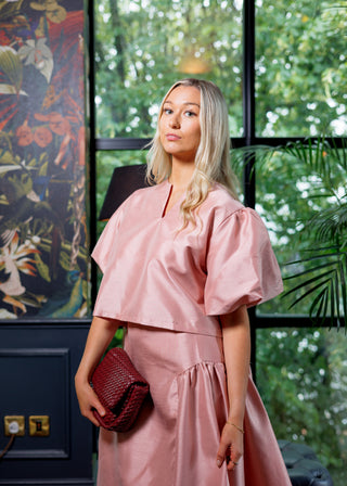 Vivienne Silk Taffeta Skirt 'Dusty Pink'