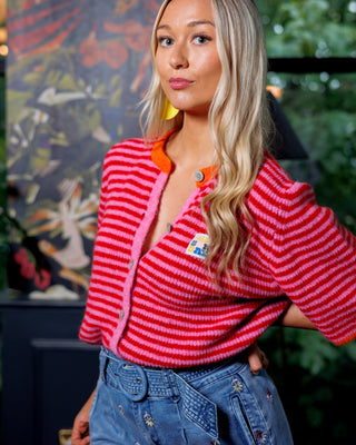 Luna Striped Knit Jumper 'Pink & Red'pre order